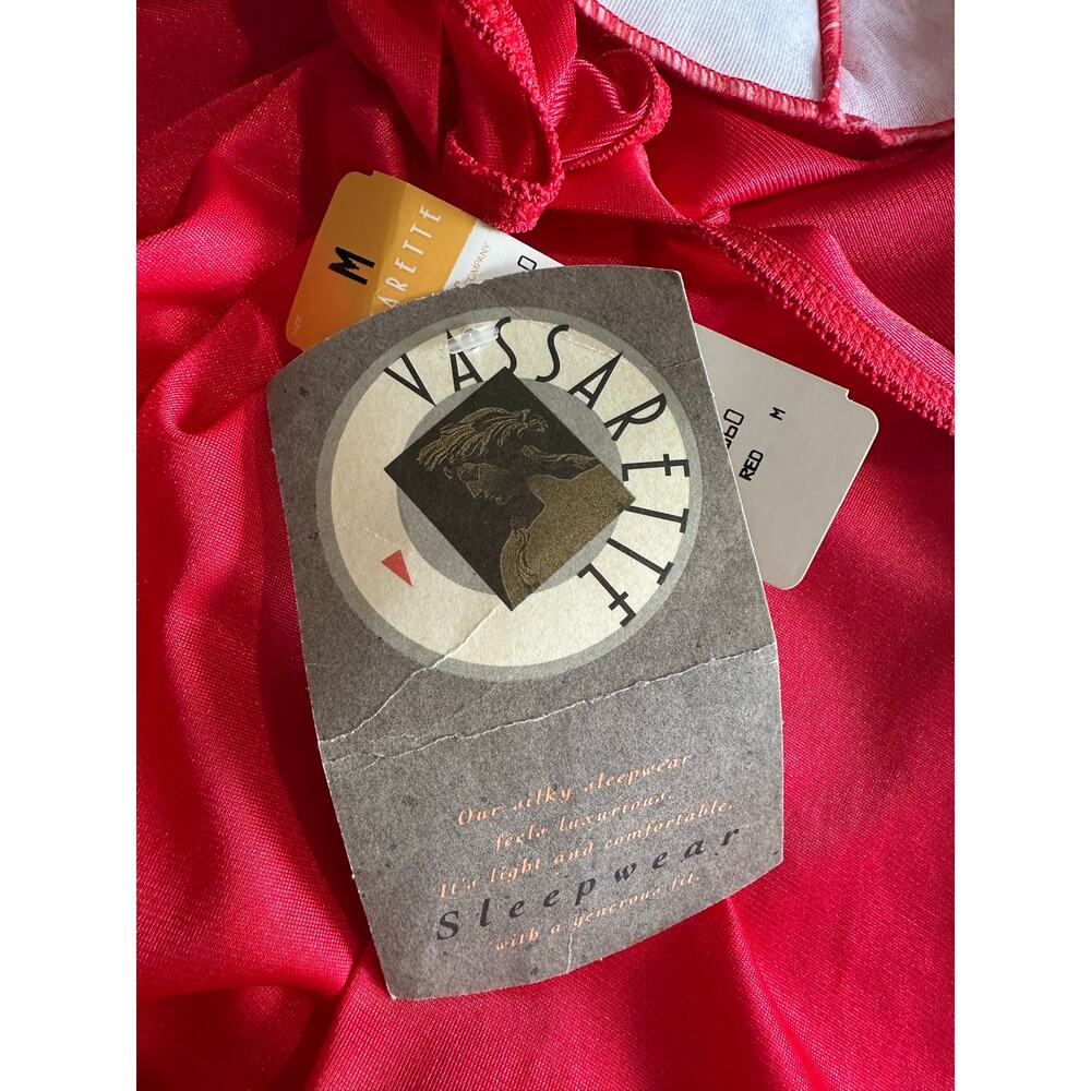 Vintage Deadstock Vassarette Nightie Mini Dress Slip Red M - Picture 3 of 12